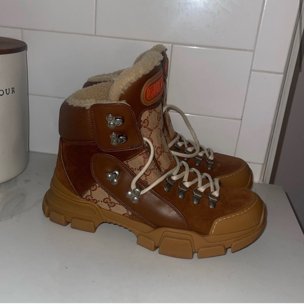 Gucci flashtrek shearling boots